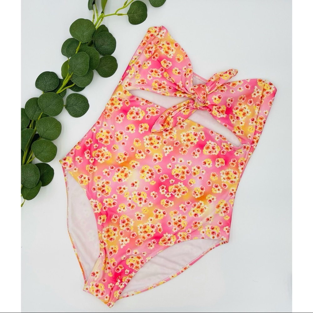 NEW ONIA PINK YELLOW FLORAL ONE PIECE SWIMWEAR